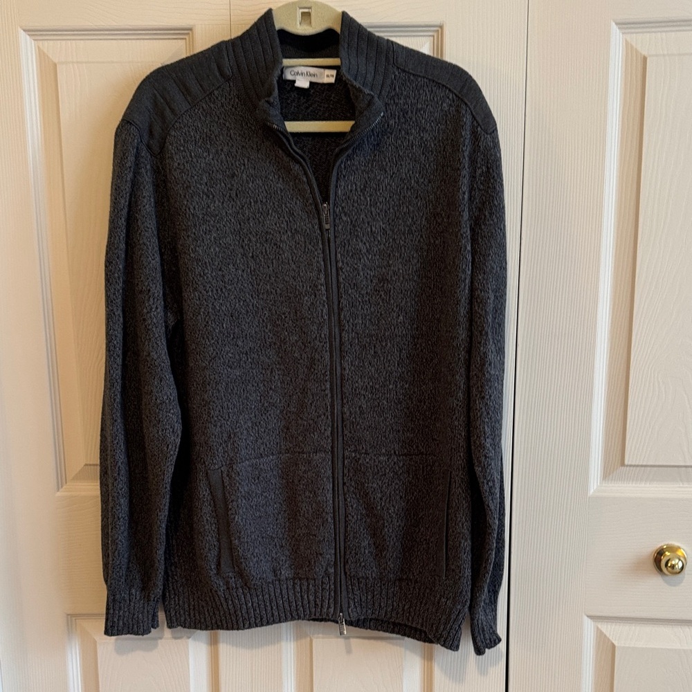 Calvin Klein Men's Charcoal Zip-Up Sweater